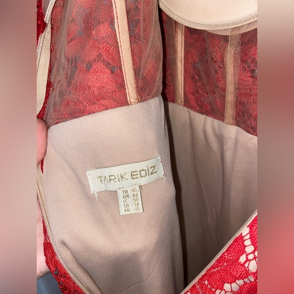Tarik Ediz- red dress size 14 VERY GOOD CONDITION- Worn only for 4 hours!! - Picture 8 of 10